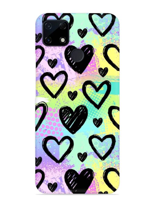 Bright Pattern Hearts Snap Case for Realme C12 Zapvi