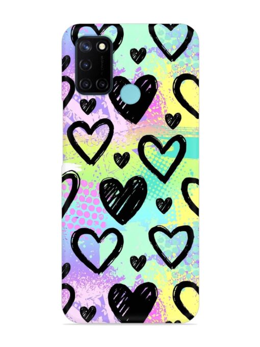 Bright Pattern Hearts Snap Case for Realme C17 Zapvi