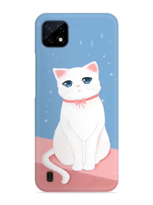 Cute White Cat Snap Case for Realme C20