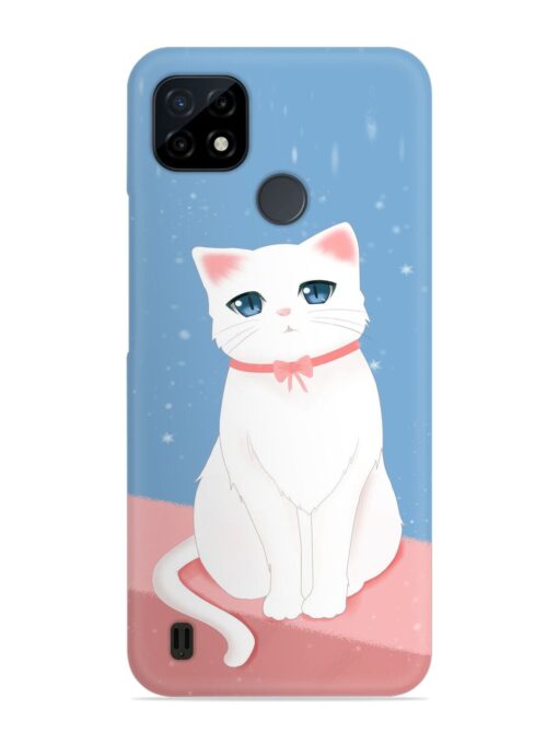 Cute White Cat Snap Case for Realme C21Y Zapvi