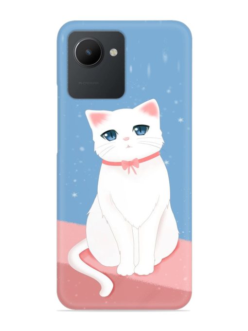 Cute White Cat Snap Case for Realme C30