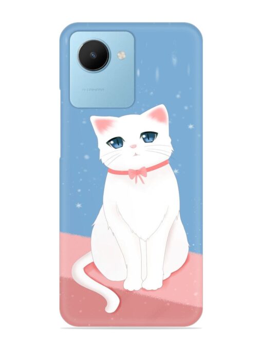 Cute White Cat Snap Case for Realme C30S