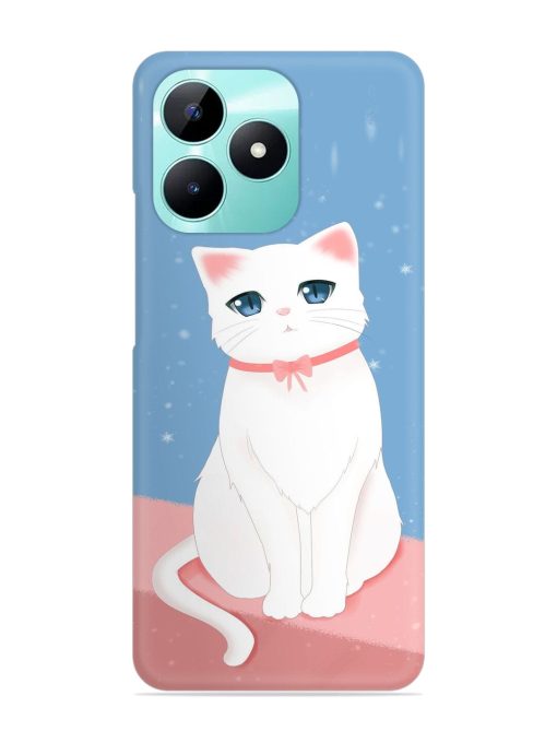 Cute White Cat Snap Case for Realme C51 Zapvi