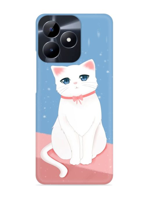 Cute White Cat Snap Case for Realme C53 Zapvi