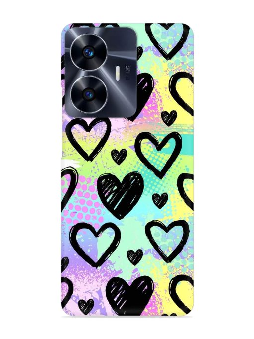 Bright Pattern Hearts Snap Case for Realme C55 Zapvi