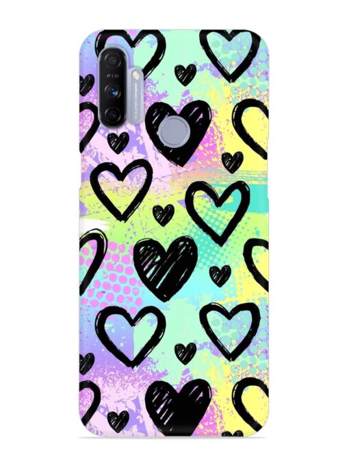 Bright Pattern Hearts Snap Case for Realme Narzo 10A Zapvi