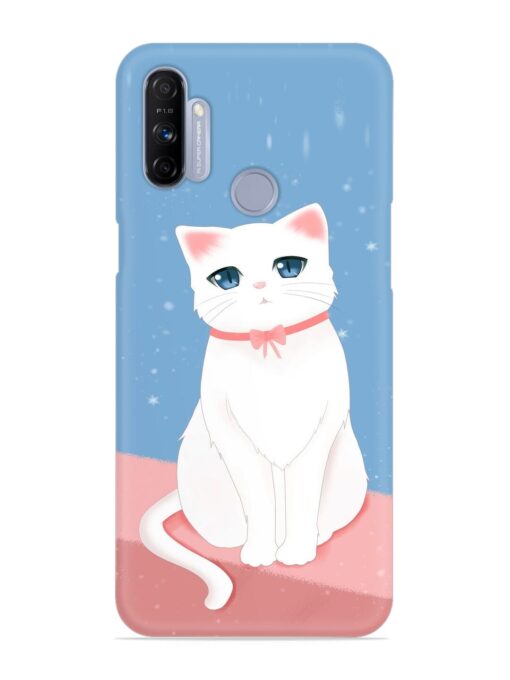 Cute White Cat Snap Case for Realme Narzo 10A