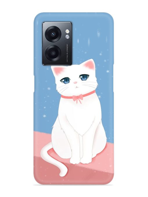 Cute White Cat Snap Case for Realme Narzo 50 (5G)