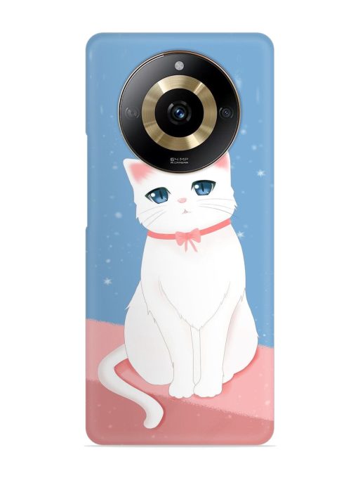 Cute White Cat Snap Case for Realme Narzo 60 (5G) Zapvi