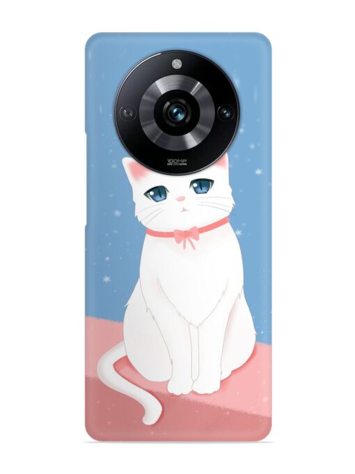 Cute White Cat Snap Case for Realme Narzo 60 Pro (5G)