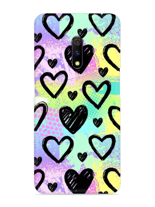 Bright Pattern Hearts Snap Case for Realme X Zapvi