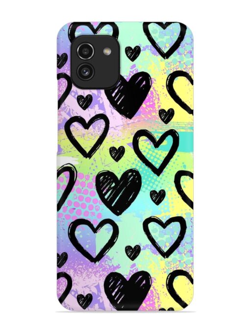 Bright Pattern Hearts Snap Case for Samsung Galaxy A03 Zapvi