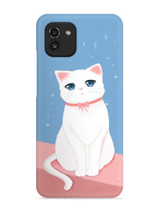 Cute White Cat Snap Case for Samsung Galaxy A03 Zapvi