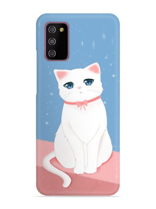 Cute White Cat Snap Case for Samsung Galaxy A03S