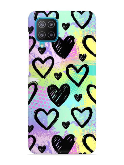 Bright Pattern Hearts Snap Case for Samsung Galaxy A12 Zapvi