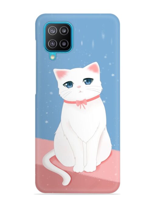 Cute White Cat Snap Case for Samsung Galaxy A12 Zapvi