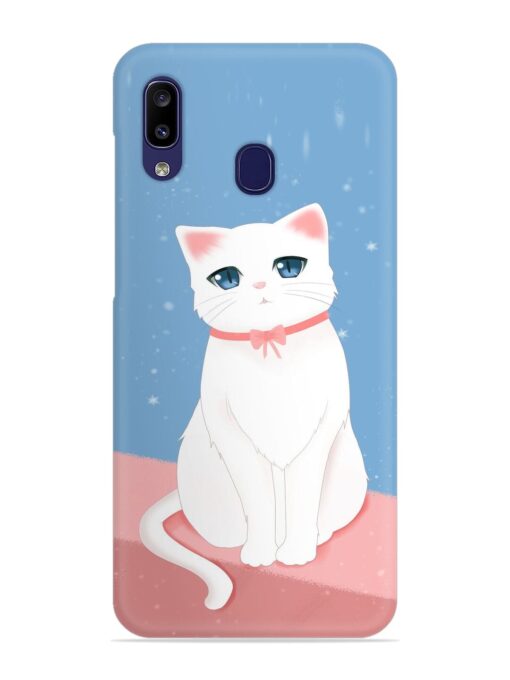 Cute White Cat Snap Case for Samsung Galaxy A20 Zapvi