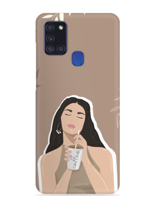 Girl With Coffee Snap Case for Samsung Galaxy A21S Zapvi