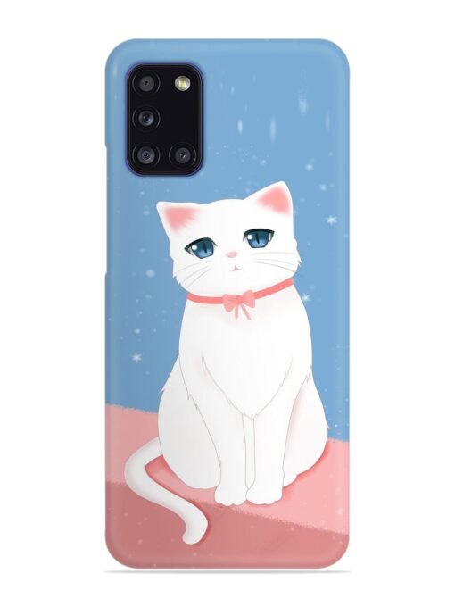 Cute White Cat Snap Case for Samsung Galaxy A31 Zapvi