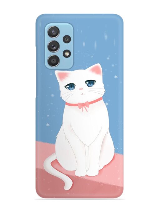 Cute White Cat Snap Case for Samsung Galaxy A52 (5G)