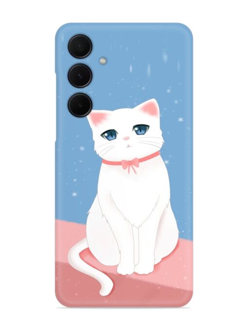 Cute White Cat Snap Case for Samsung Galaxy A55 (5G)