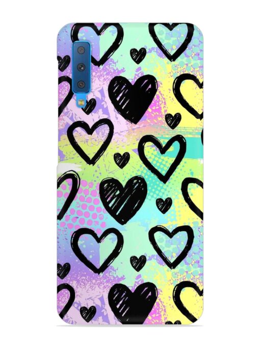 Bright Pattern Hearts Snap Case for Samsung Galaxy A7 (2018) Zapvi