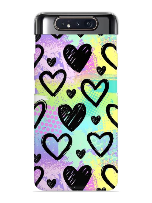 Bright Pattern Hearts Snap Case for Samsung Galaxy A80