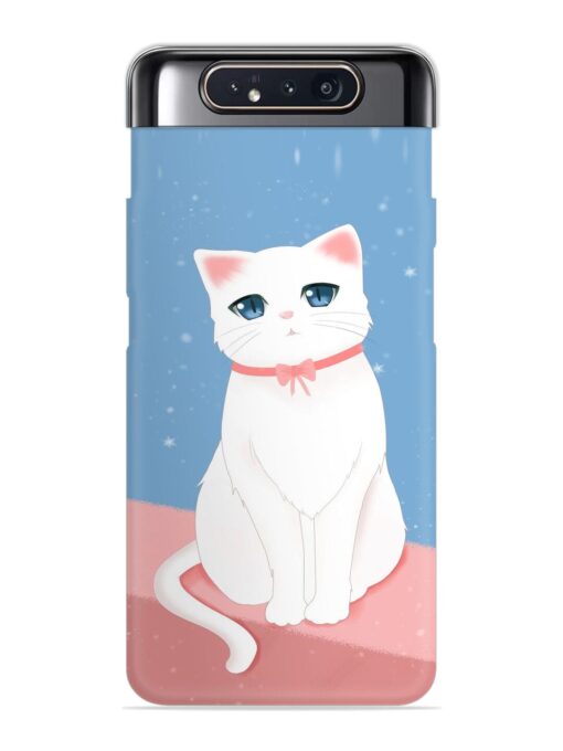 Cute White Cat Snap Case for Samsung Galaxy A80 Zapvi