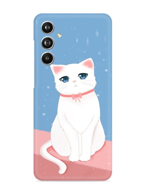 Cute White Cat Snap Case for Samsung Galaxy F54 (5G) Zapvi