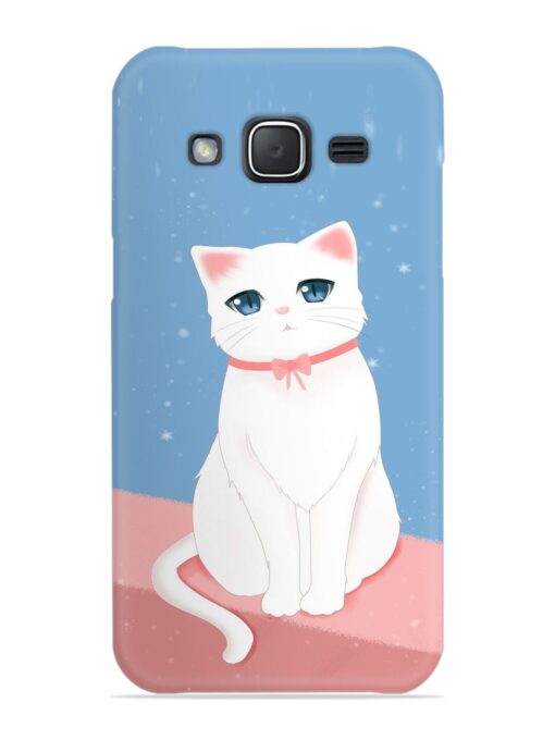 Cute White Cat Snap Case for Samsung Galaxy J7 (2015) Zapvi