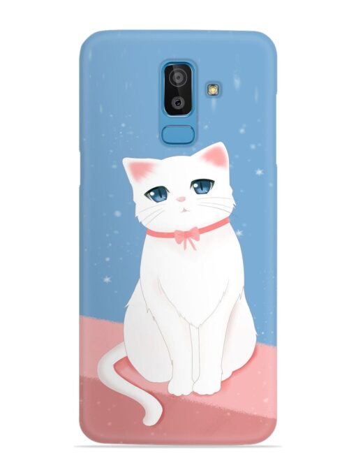 Cute White Cat Snap Case for Samsung Galaxy J8 Zapvi