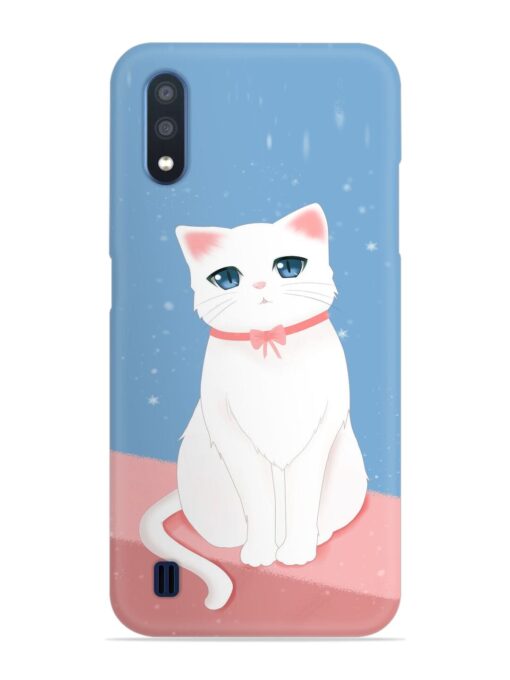 Cute White Cat Snap Case for Samsung Galaxy M01 Zapvi