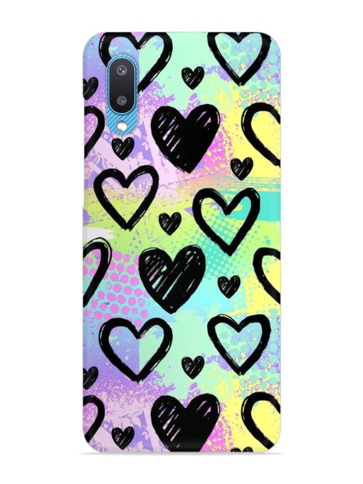 Bright Pattern Hearts Snap Case for Samsung Galaxy M02 Zapvi