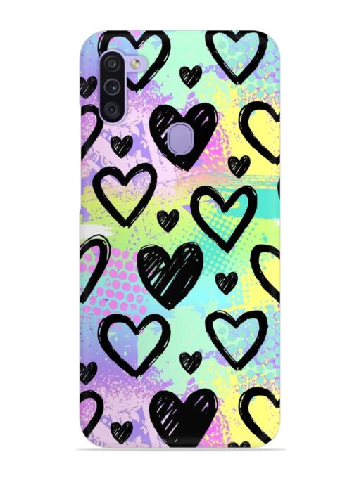 Bright Pattern Hearts Snap Case for Samsung Galaxy M11 Zapvi