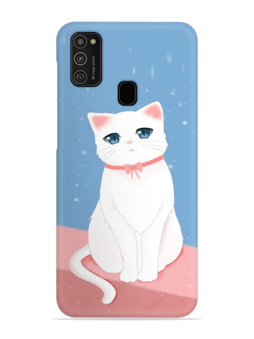 Cute White Cat Snap Case for Samsung Galaxy M21 (4G)