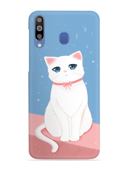 Cute White Cat Snap Case for Samsung Galaxy M30 Zapvi