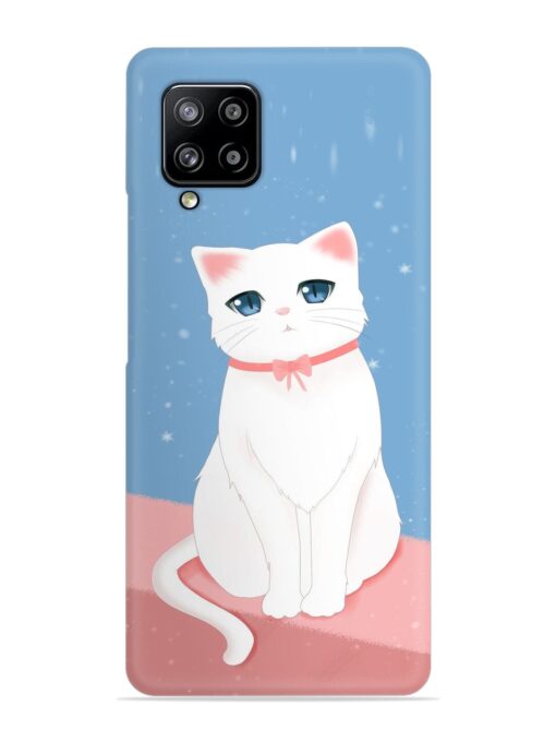 Cute White Cat Snap Case for Samsung Galaxy M42 (5G) Zapvi