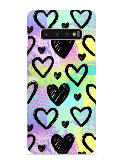 Bright Pattern Hearts Snap Case for Samsung Galaxy S10