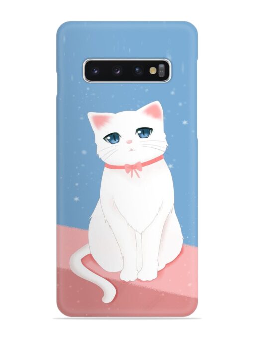 Cute White Cat Snap Case for Samsung Galaxy S10 Zapvi