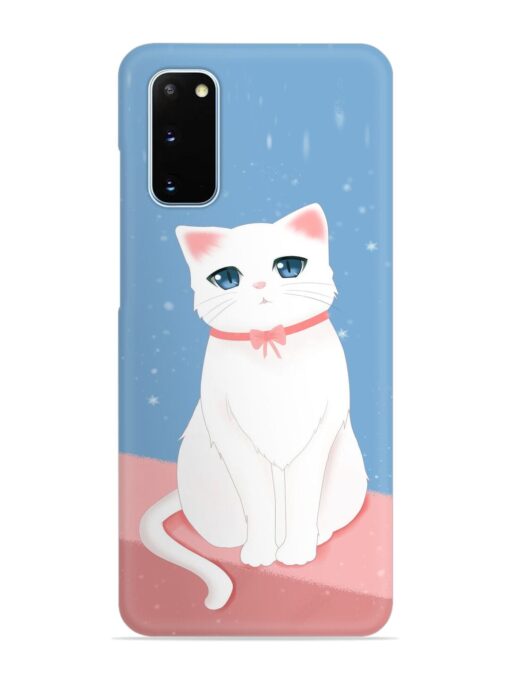 Cute White Cat Snap Case for Samsung Galaxy S20 Zapvi