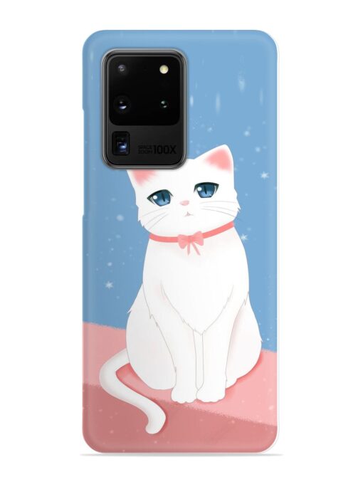 Cute White Cat Snap Case for Samsung Galaxy S20 Ultra Zapvi