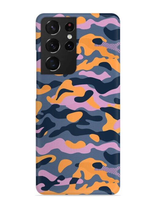 Camouflage Army Military English Orange Art Snap Case for Samsung Galaxy S21 Ultra Zapvi