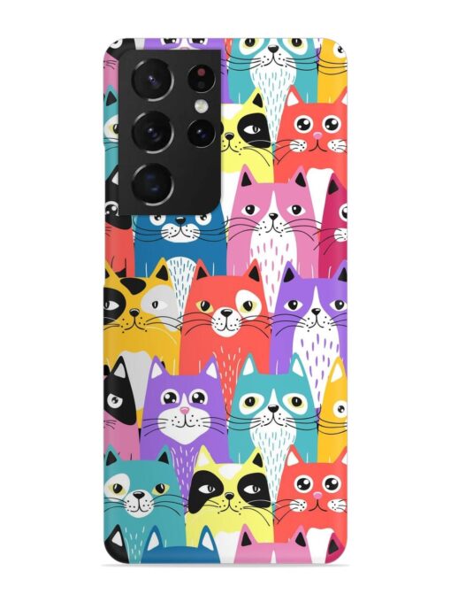 Funny Cartoon Cats Snap Case for Samsung Galaxy S21 Ultra Zapvi