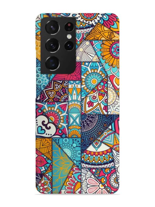 Patchwork Pattern Vintage Snap Case for Samsung Galaxy S21 Ultra Zapvi