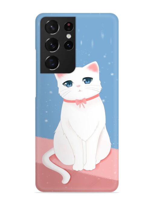 Cute White Cat Snap Case for Samsung Galaxy S21 Ultra Zapvi