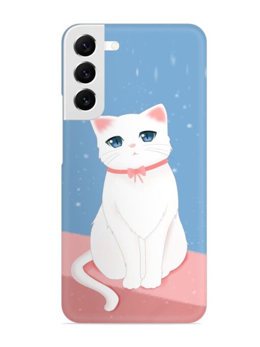 Cute White Cat Snap Case for Samsung Galaxy S22 Plus Zapvi