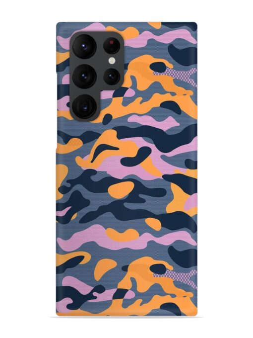 Camouflage Army Military English Orange Art Snap Case for Samsung Galaxy S22 Ultra Zapvi