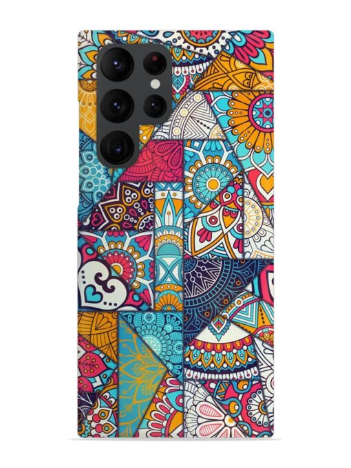 Patchwork Pattern Vintage Snap Case for Samsung Galaxy S22 Ultra Zapvi