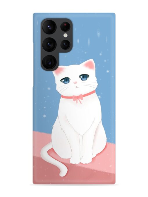 Cute White Cat Snap Case for Samsung Galaxy S22 Ultra Zapvi