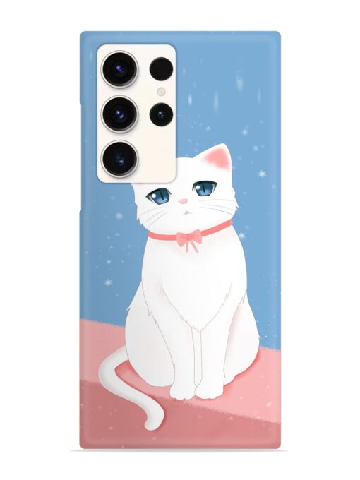 Cute White Cat Snap Case for Samsung Galaxy S23 Ultra Zapvi